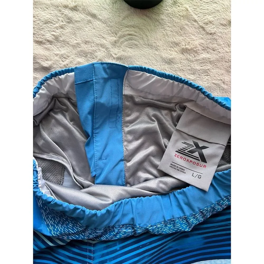 ZeroXposur Men's Glacier Shore Blue Stretch Swim Shorts Size Large